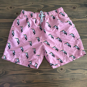 Men's Franks Pink Toucan Print Swim Trunks M